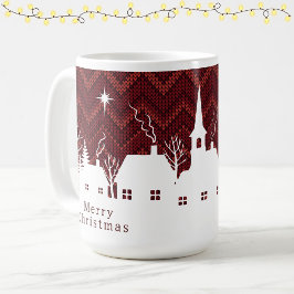 Rustic Rode Kerst Dorps Chevron Brei  Koffiemok