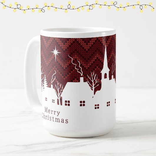 Rustic Rode Kerst Dorps Chevron Brei  Koffiemok