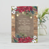 Rustic Rode Kerstbloemen Twinkellicht Kaart (Staand voorkant)