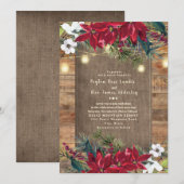 Rustic Rode Kerstbloemen Twinkellicht Kaart (Voorkant / Achterkant)