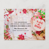 Rustic Rode Kerstfeest Save the Date Aankondigingskaart (Voorkant)