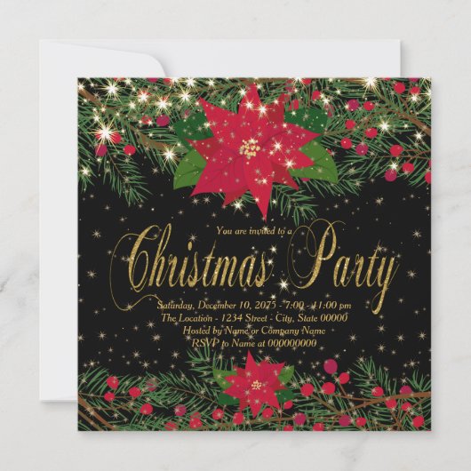 Rustic Rode Kerstster Kerstfeest Kaart (Voorkant)