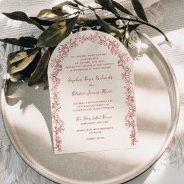 Rustic Rode Kruis Vintage Bloemrijke Boog Bruiloft Kaart