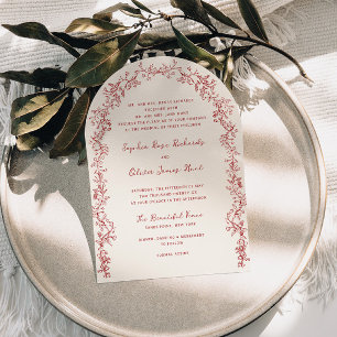 Rustic Rode Kruis Vintage Bloemrijke Boog Bruiloft Kaart