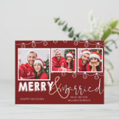 Rustic Rode Lichtslingers Kerstkaart Merry & Marri (Staand voorkant)
