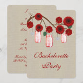 Rustic Rode Mason Jars Bachelorette Feest Uitnodig Kaart (Voorkant / Achterkant)