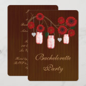 Rustic Rode Mason Jars Bachelorette Feest Uitnodig Kaart (Voorkant / Achterkant)