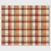 Rustic Rode Oranje Oogst Aarde Geruite Patroon Cadeaupapier (Vlak)