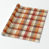 Rustic Rode Oranje Oogst Aarde Geruite Patroon Cadeaupapier (Uitgerold)