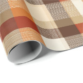 Rustic Rode Oranje Oogst Aarde Geruite Patroon Cadeaupapier (Rol Hoek)