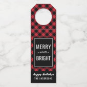 Rustic Rode Plaid Merry and Bright Flessenhanger (Voorkant)
