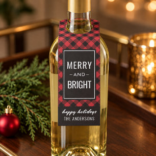 Rustic Rode Plaid Merry and Bright Flessenhanger