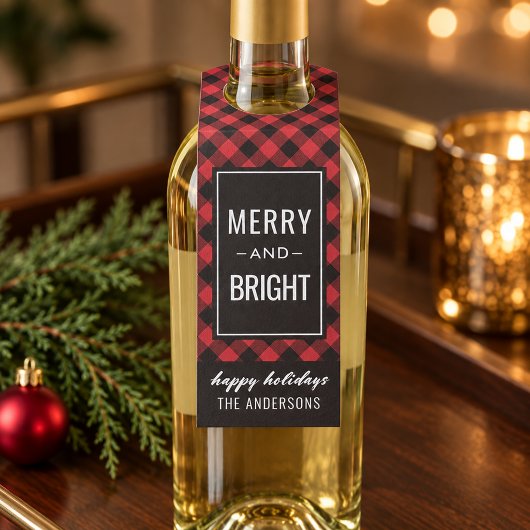 Rustic Rode Plaid Merry and Bright Flessenhanger