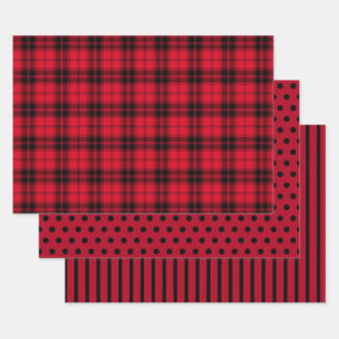 Rustic Rode Plaid Stippen Strepen Inpakpapier Vel
