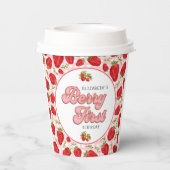 Rustic Rode Strawberry Pattern Meisje Berry Eerste Papieren Bekers (Achterkant)