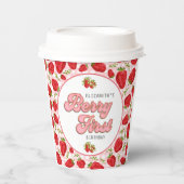 Rustic Rode Strawberry Pattern Meisje Berry Eerste Papieren Bekers (Voorkant)