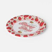 Rustic Rode Strawberry Pattern Meisje Bes Eerst Papieren Bordje (Gekanteld)