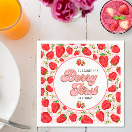 Rustic Rode Strawberry Pattern Meisje Bessen Eerst Servet