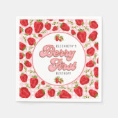 Rustic Rode Strawberry Pattern Meisje Bessen Eerst Servet (Voorkant)
