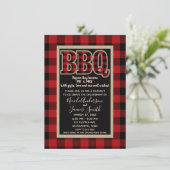 Rustic Rode Zwart Buffalo Plaid BBQ Barbecue Kaart (Staand voorkant)