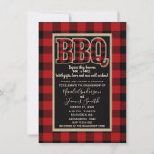 Rustic Rode Zwart Buffalo Plaid BBQ Barbecue Kaart (Voorkant)