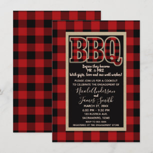 Rustic Rode Zwart Buffalo Plaid BBQ Barbecue Kaart