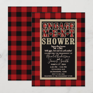Rustic Rode Zwart Buffalo Plaid Trouw Bruiloft Kaart