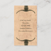 Rustic Rodeo Beige Brown Tattoo Shop Bull Skull Visitekaartje (Achterkant)