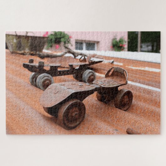Rustic Roller Schaatsen Tin Roof Oranje Tones Legpuzzel (Horizontaal)