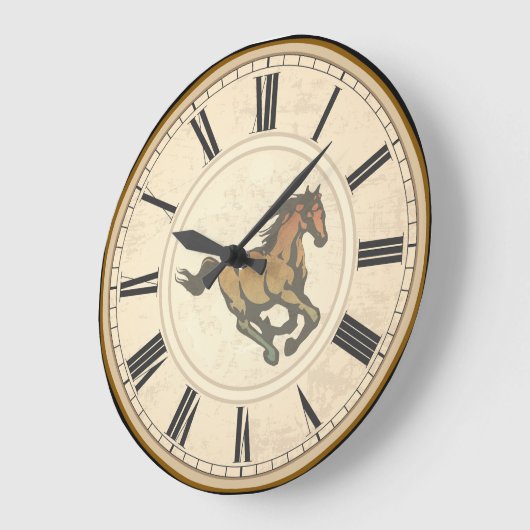 RUSTIC ROMAN NUMERALS HORSE GROTE KLOK (Hoek)