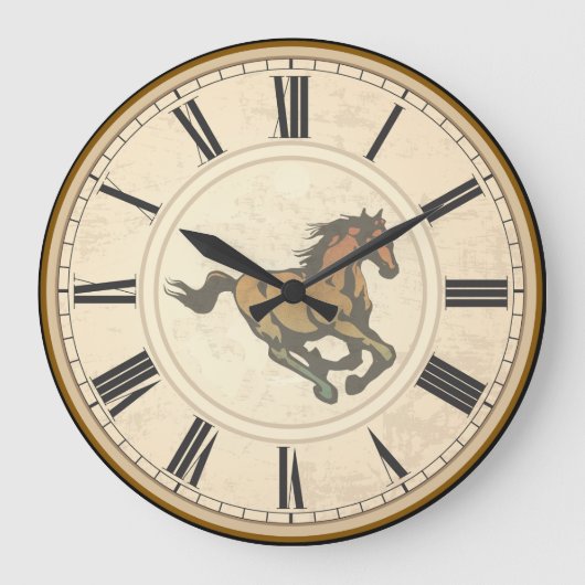 RUSTIC ROMAN NUMERALS  HORSE GROTE KLOK (Voorkant)