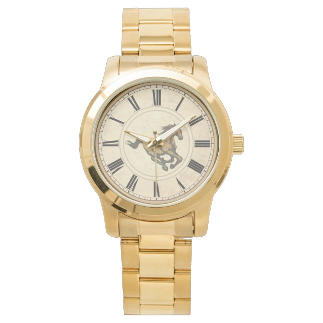 RUSTIC ROMAN NUMERALS  HORSE HORLOGE (Voorkant)