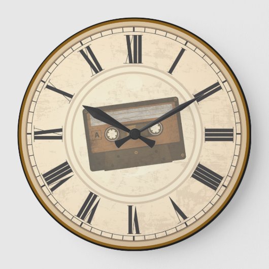 RUSTIC ROMAN NUMERALS UNIQUE CASSETTEBANDJE GROTE KLOK (Voorkant)