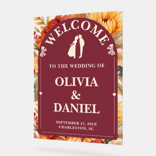 Rustic Romance | Custom Fall Wedding Welcome Acryl Bord (Hoek)