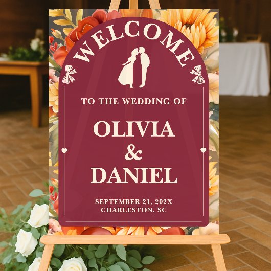 Rustic Romance | Custom Fall Wedding Welcome Acryl Bord