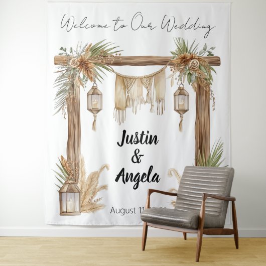 Rustic Romance Customizable Wedding Arch Backdrop Wandkleed (In situ)