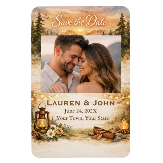 Rustic Romance Photo Save The Date Wedding Magnet Magneet (Verticaal)