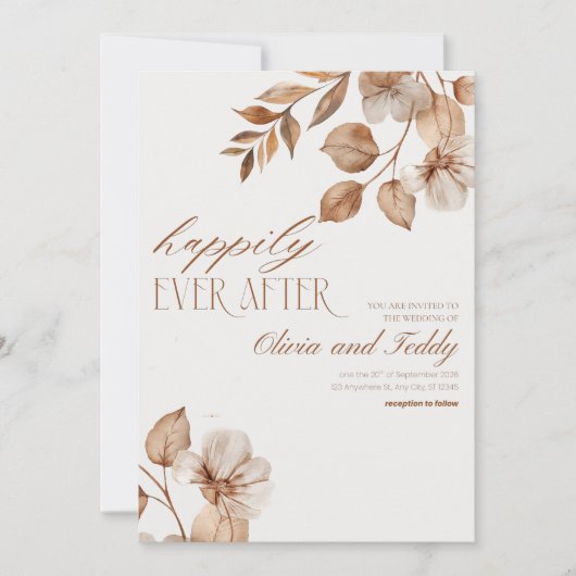 Rustic Romance Wedding Invitations v2 Kaart (Voorkant)