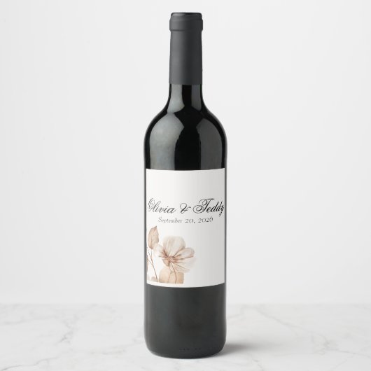 Rustic Romance Wedding Wine Labels Wijn Etiket (Voorkant)