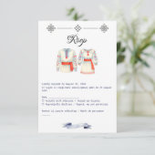 Rustic Romanian Wedding Traditional Folk Costumes  RSVP Kaartje (Staand voorkant)