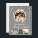 Rustic Romantic 4 Photo Holiday | KerstKaart<br><div class="desc">Rustic Romantic Holiday 4 Fotocollage wenskaart</div>