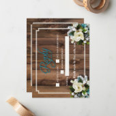 Rustic Romantic Antler Reply card met Magnolia Notitiekaartje (Voorkant / Achterkant in situ)