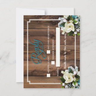 Rustic Romantic Antler Reply card met Magnolia Notitiekaartje
