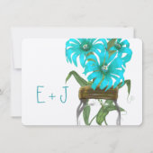 Rustic Romantic Aqua Mason Jar Wild Flower Wedding Kaart (Achterkant)