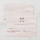 Rustic Romantic Arrow en Heart Wedding RSVP Kaartje (Voorkant / Achterkant)