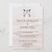 Rustic Romantic Arrows and Heart Wedding Invitatio Kaart (Voorkant)
