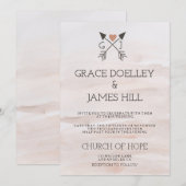 Rustic Romantic Arrows and Heart Wedding Invitatio Kaart (Voorkant / Achterkant)