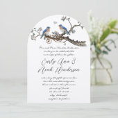 Rustic Romantic Bluebird Wedding Invitting Kaart (Staand voorkant)