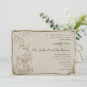 Rustic Romantic Brown Paper Lovevogels Wedding Kaart (Staand voorkant)