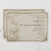 Rustic Romantic Brown Paper Lovevogels Wedding Kaart (Voorkant / Achterkant)